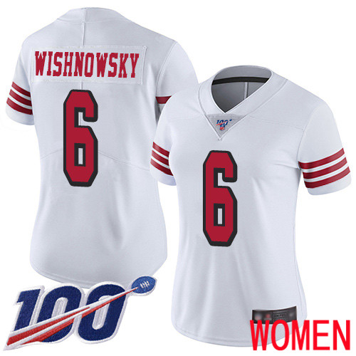 San Francisco 49ers Limited White Women Mitch Wishnowsky NFL Jersey #6 100th Season Vapor Untouchable